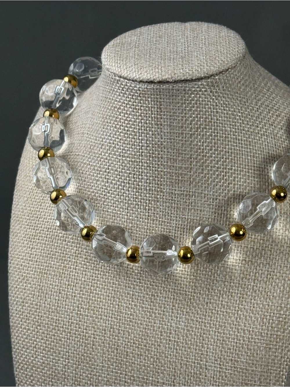 Elle Janelle Faceted Glass Bead Necklace 18K Gold PVD Stainless Steel